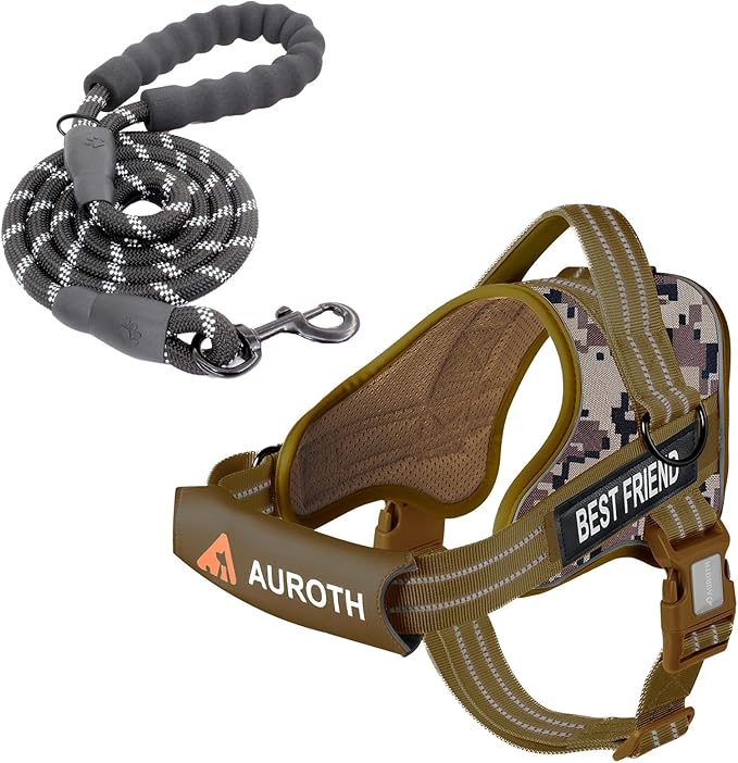 AUROTH Dog Harness and Leash Set, Soft Padded No Pull Dog Harness with 5.25FT Dog Leash, No Choke, Easy On Pet Vest, Adjustable Reflective Dog Vest Small Sized Dog, Easy Walking and Training