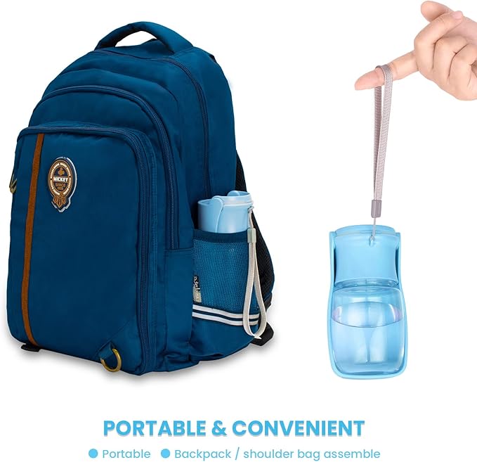 Portable Dog Water Bottle - Foldable Dog Water Dispenser | Leak Proof & Food Grade Plastic Travel | Pet Water Bottle for Cat Outdoor Walking Hiking Travel（US） (Sky Blue, 12oz)