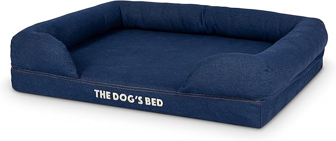 The Dog’s Bed, Med Blue Denim, Memory Foam, Pain Relief: Arthritis, Hip & Elbow Dysplasia, Post Surgery, Lameness, Supportive, Calming, Waterproof Washable Cover, Veterinary Approved
