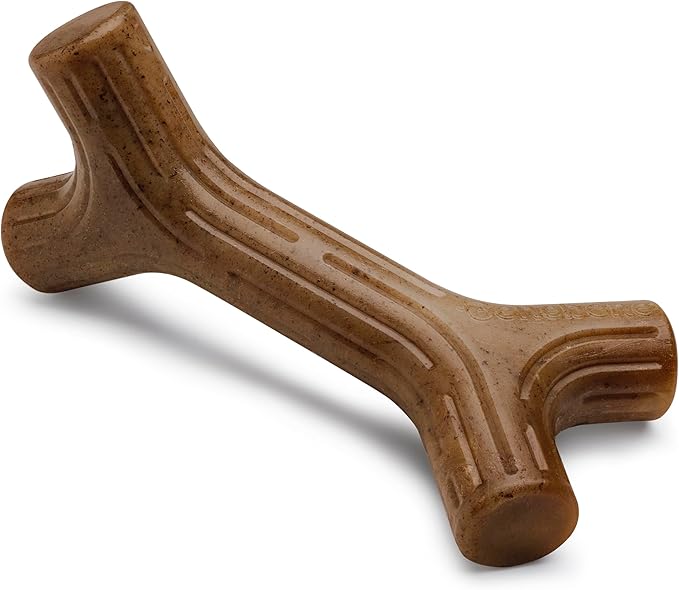 Benebone Bacon Stick Real Wood Durable Dog Chew Toy, Made in USA, Large
