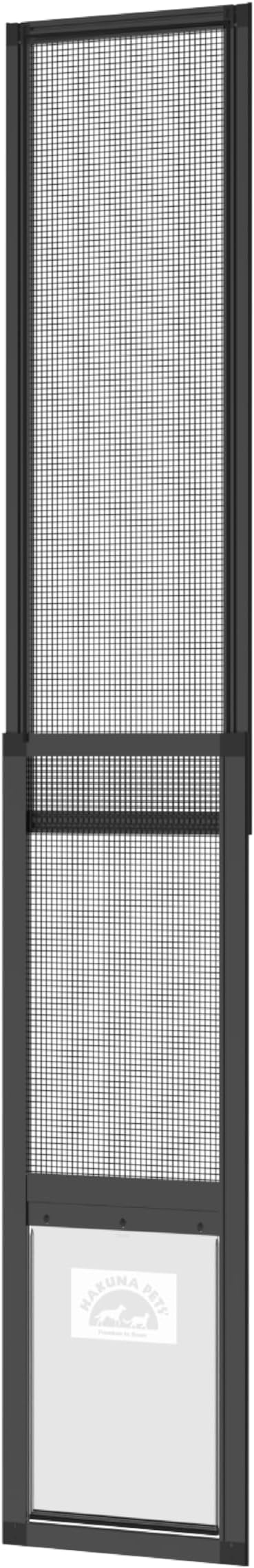 Hakuna Pets V2 Patio Pet Door Screen Insert Panel for Sliding Doors, Fits Door Track Min Ht 62.99" to Max Ht 84.25",UV Resistant Mesh, Locking Magnetic Dog Door, Easy Install and Removal,Large,Black