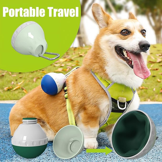 Dog Travel Water Bottle Detachable Bowl Leak Proof Portable ，Silicone Bottle Body，Collapsible and Suitable for Small Pets for Outdoor Walking, Hiking, Travel (Blue, 200ml)