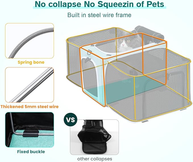 Pecute Cat Carrier Expandable, Airline Approved Cat Soft-Sided Carriers, Breathable Pet Carriers up to 5kg/12lbs, Collapsible Cat Bag Carrier Great for Travel, Outdoor, Hiking, Camping, Light Blue