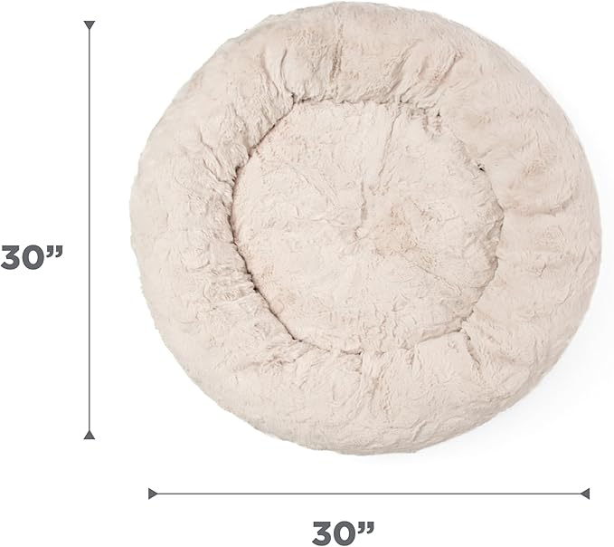 Best Friends by Sheri The Original Calming Donut Dog Bed – Washable Plush Pet Bed for Medium Breeds up to 45 lbs, Lux Faux Fur, Oyster, Medium (30" x 30")