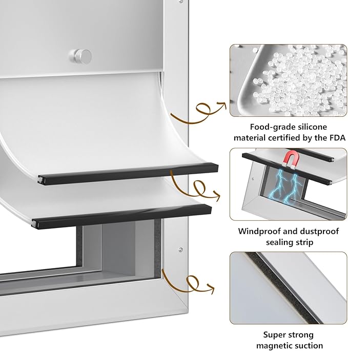 Ownpets Aluminum Large Dog Door for Wall and Door, Double Flap Energy Efficient, Lockable Pet Door, Heavy Duty Doggy Door for Dogs Up to 100lbs