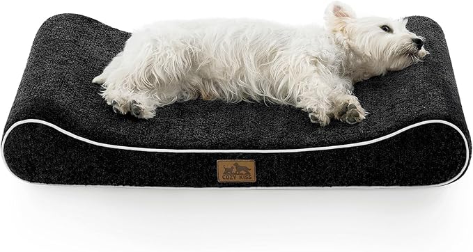 Orthopedic Dog Bed for Medium Dogs up to 65 lbs - Removable Washable Cover with Waterproof Lining & Non-Skid Bottom, Cotton-Polyester Blend Boat-Shaped Lounger Mattress, M(36x24x5.5in)/Black