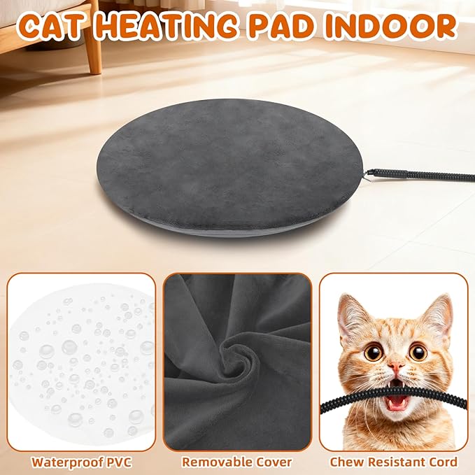 YUEPET 2-in-1 Heated Cat Bed,Electric Warming Pet Cave Tent & Cuddler with Timer & Temp Adjustable，Foldable Heated Bed for Indoor Cats with Removable Heating Pad,Machine Washable Pet Hideaway