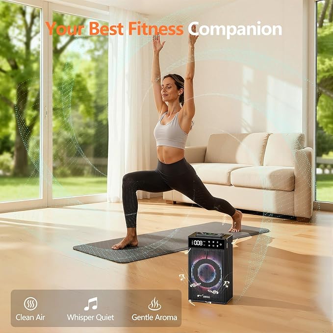 CleanForce Cube | 4-in-1 Desk Smart Air Purifier with Wireless Charger, Bluetooth Speaker & Cordless Diffuser | for Home Office, Bedroom | FCC Certified | Quiet & Space Saving