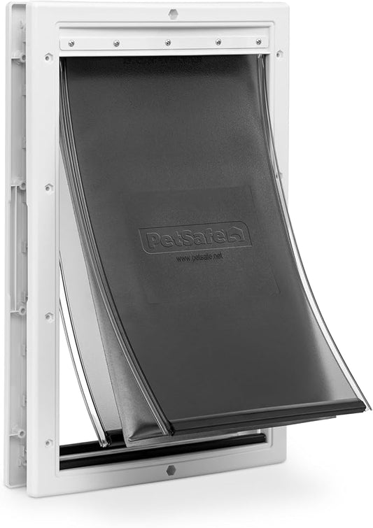 PetSafe Extreme Weather Plastic Pet Door - Energy-Saving Thermal Barrier Pet Flap with Slide-in Door Locking & Secure Flap Cover - Plastic Frame - for Dogs Up to 100 Lb - Large