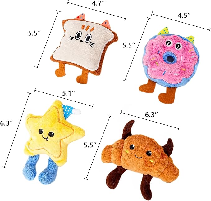 DODODOLA 4 Pcs Stuffing Dog Toys for Small Dogs Squeaky Small Dog Toys to Keep Them Busy Durable Push Puppy Toys for Chewing for Small Medium Dogs