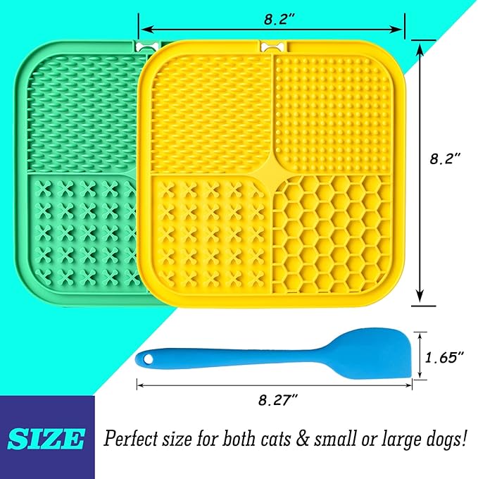 Lick Mat for Dogs, Large Dog Lick Mat with Suction Cups for Anxiety, Peanut Butter Dog Licking Mat Slow Feeder Dispensing Treater Lick Pad for Dogs Cats Grooming Bathing and Training(Yellow)