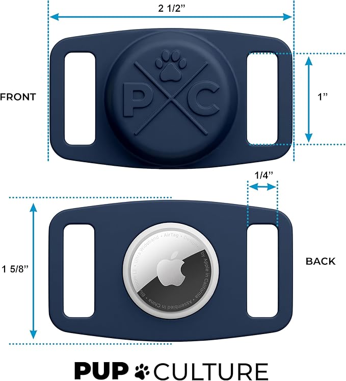 Pup Culture AirTag Dog Collar Holder, Extra-Durable, Lightweight, and Protective AirTag Case for Dog Collar