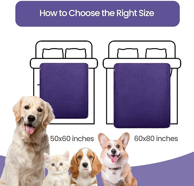 Waterproof Dog Blanket for Couch,Pee Proof Pet Blanket with 3-Layer Protection,Reversible Sherpa & Flannel Furniture Protector for Sofa Bed Car,Gifts for Cat Dog Lovers Christmas,60"x80",Purple
