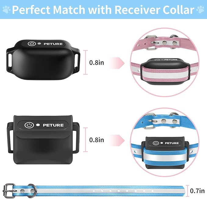 Dog Shock Collar Replacement Strap, 3/4 Inch Waterproof Reflective TPU Dog Collar 2 Pack, Replacement Collar for Shock Collar, Compatible with PetSafe Bousnic Sportdog Garmin (Blue & Pink)