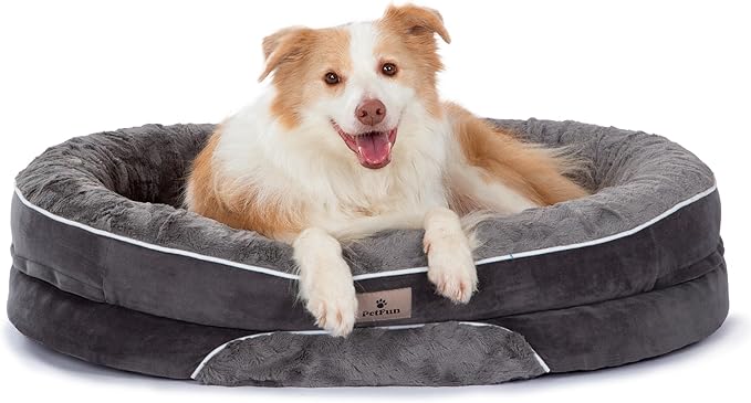 Orthopedic Dog Bed Couch for Large Sized Pets with Egg Foam Support, Four-Sided Bolster Cushions, Soft Tear-Resistant Fabric, and Removable Machine Washable Plush Cover