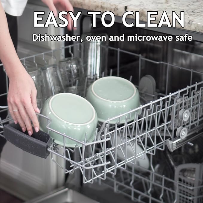 Elevated Ceramic Dog Bowls, Raised Dog Bowl with Anti-Slip Stand, Pet Feeding Dishes for Medium Sized Dogs, Modern Pet Feeder Bowl, Dog Food & Water Bowl Set (6.3" Tall-28oz-Light Green)