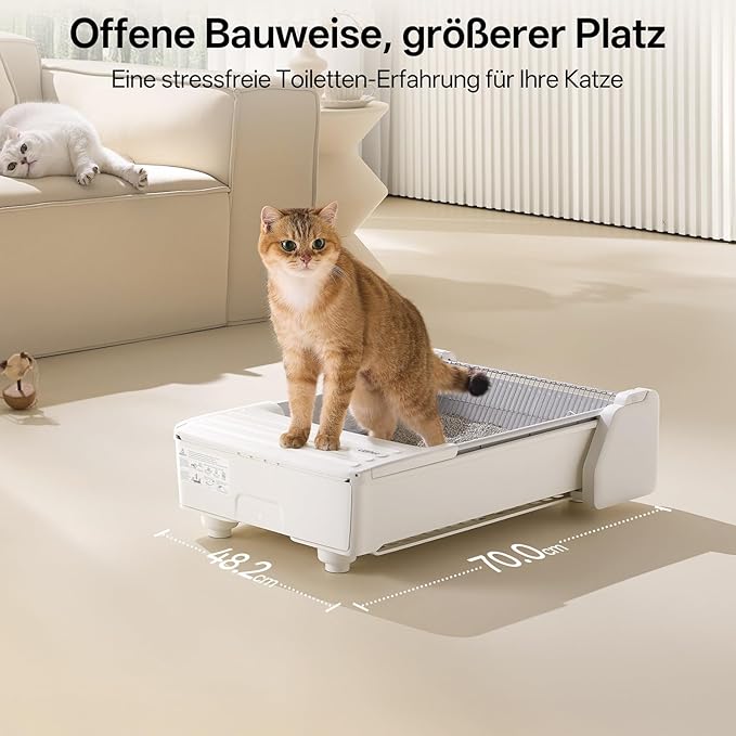 Self Cleaning Cat Litter Box, Open-Top Automatic Litter Box for Multiple Cats, Weight Sensors Safety Protection, Smart APP Control, Odor Control, Works with Clumping/Bentonite/Mineral Litter