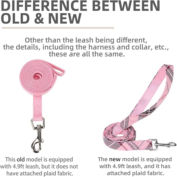 PUPTECK Soft Mesh Dog Harness and Leash Set Pet Puppy Cat Comfort Padded Vest No Pull Harnesses, Old Pink, XXS