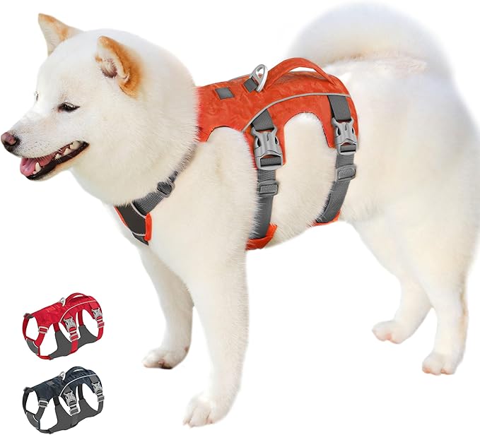 Escape Proof Dog Harness Small Sized Dog, Lightweight Full Body Pet Vest with Lift Handle & Leash Clip, Reflective Adjustable No Slip Dog Harness for Daily Walking(Vermilion,Chest:16-27")