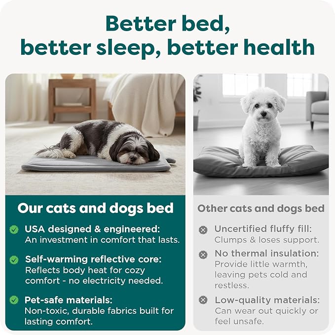 FurHaven ThermaNAP Self Warming Cat Mat, Dog Bed for Crates with Self-Warming Technology for Cozy Rest, Fully Machine Washable, Small, Plush Faux Fur, Gray