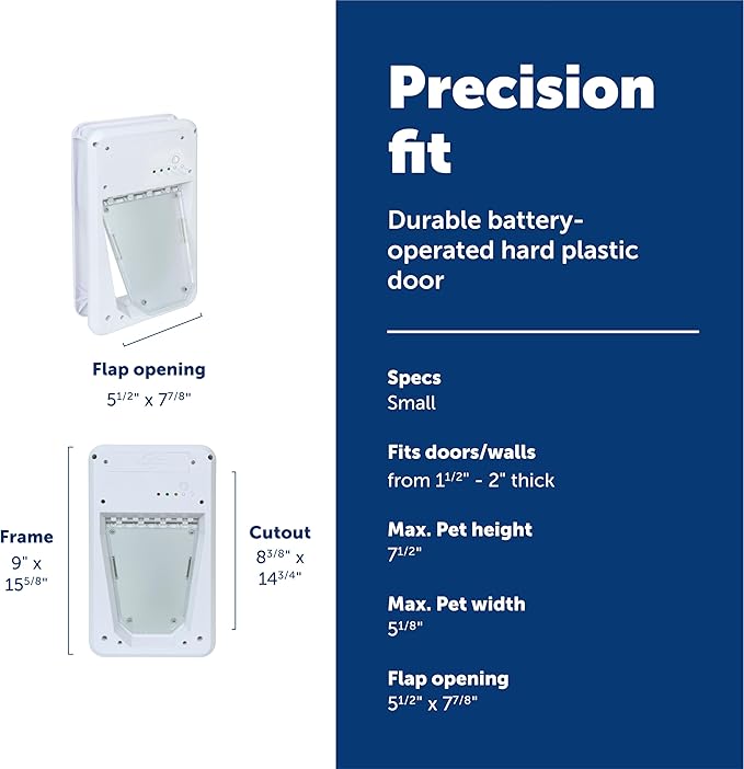 PetSafe Electronic Pet Door - Rust-Proof Programmable Smart Collar-Activated Dog or Cat Entry - Easy Installation & Space-Saving Design - Small - Fits Pets Up to 15 lb