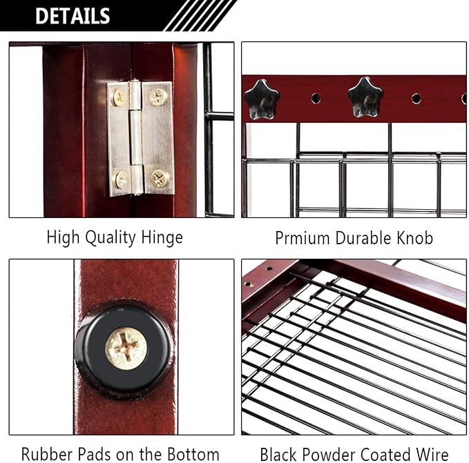 Bonnlo Free Standing Dog Gate, 37" - 68" Wide Pet Gate for Fireplace Stairs Doorways, Wooden Adjustable Pet Fence Indoor, Christmas Tree Gate (Cherry)