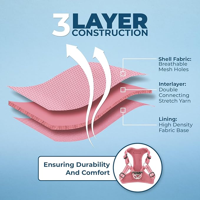 Best Pet Supplies Voyager Mesh Dog Breathable Harness Reflective Stitching, All Weather Adjustable for Walking Training, or Running - Heavy Duty & Durable, Harness Leash Set (Pink), XL