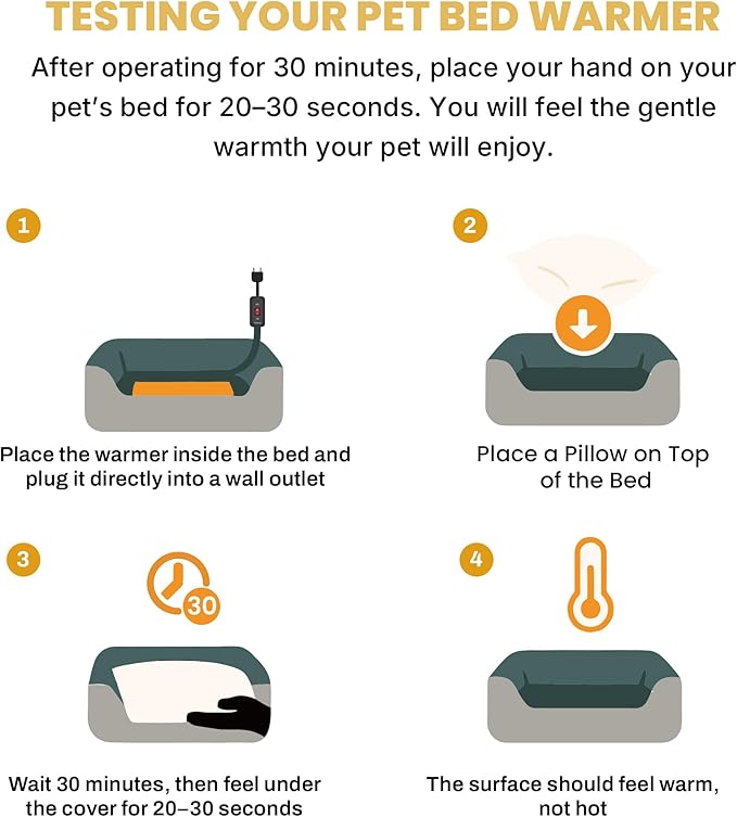 Cat Bed Warmer 15.5 x 12.5 in, Indoor Heated Pad Insert for Cats, Kittens & Small Dogs, Turns Any Pet Bed Into a Cozy Waterproof Heating Mat, Safe Thermostat & Chew-Resistant Cord