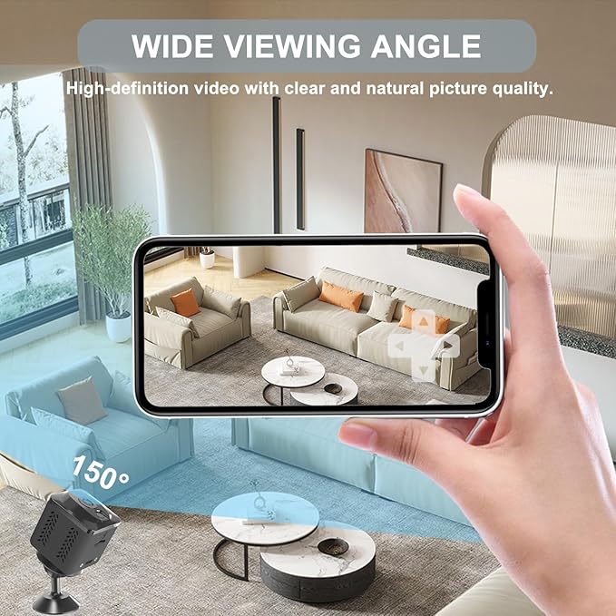 ZHENHAN Mini Security Camera, Nanny Cam for Home with Night Vision, WiFi Wireless Indoor Camera,Pet/Baby Monitor, Remote Viewing Motion Detection, Cloud & SD Card Storage, 24/7 Monitoring