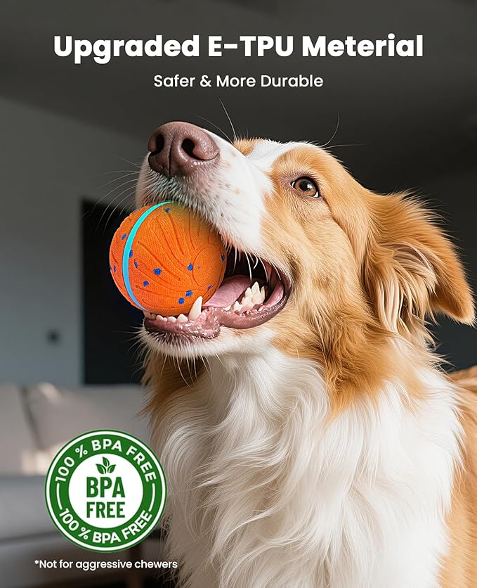 Smart Interactive Dog Balls, Automatic Moving Ball for Medium and Large Dogs, ETPU New Material, Motion Activated Rolling & Rotating Bouncy Toy for Dog Enrichment & Stimulation