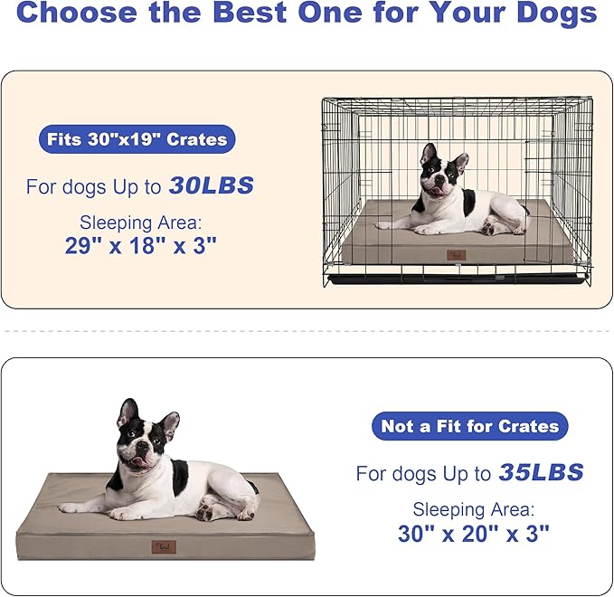 Outdoor Dog Bed for Small Dogs, Waterproof Dog Crate Bed for Medium Dogs Cats, Orthopedic Egg Crate Foam Pet Bed with Washable Removable Oxford Cover, Khaki