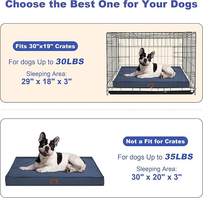 Outdoor Dog Bed for Small Dogs, Waterproof Dog Crate Bed for Medium Dogs Cats, Orthopedic Egg Crate Foam Pet Bed with Washable Removable Oxford Cover, Navy