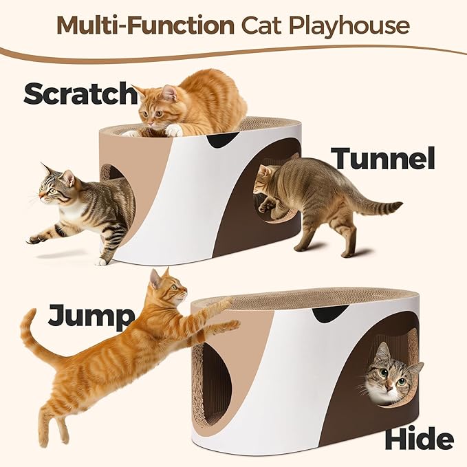 Big Cat Scratcher Lounge, Corrugated Cardboard Cat Scratcher House with Hole, Large Scratching Lounger Bed, Cat Scratching Pad for Indoor Cats as Furniture Protector, Rabbit Cardboard House