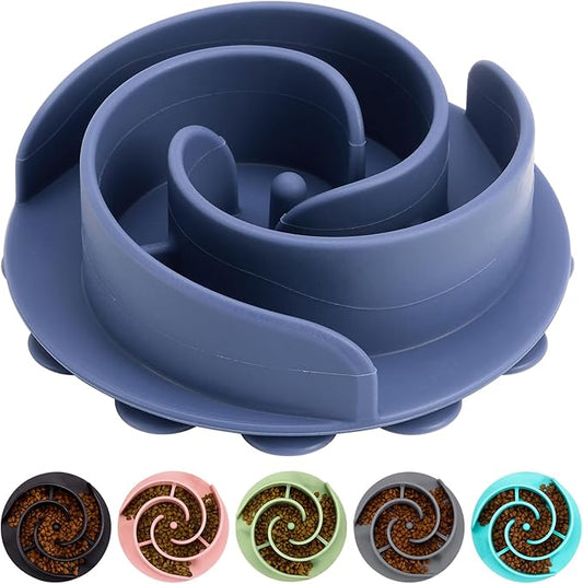 Slow Feeder Dog Bowls Insert, Bestalk Soft Silicone Slow Eating Feeder Insert with Suction Cups for Small, Medium and Large Dogs, Fit into Basic and Elevated Dog Bowls, Dark Blue