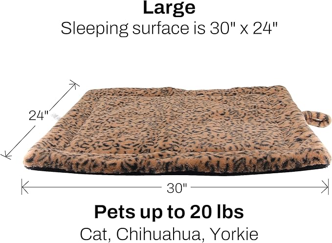 Large Self Heating Pet Pad, Thermal Self Warming Bed Blanket for Cats and Small Dogs, Soft Washable Non Electric Sleeping Mat with Non Slip Hook, Indoor Outdoor Use, 30x24 in, Brown Black
