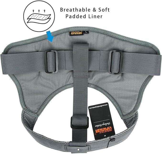 EXCELLENT ELITE SPANKER Tactical Dog Harness Military Patrol Harness No-Pull Service Dog Vest Military Dog Vest Adjustable Training Working Dog Vest with Handle for Medium Large Dogs(Grey-L)