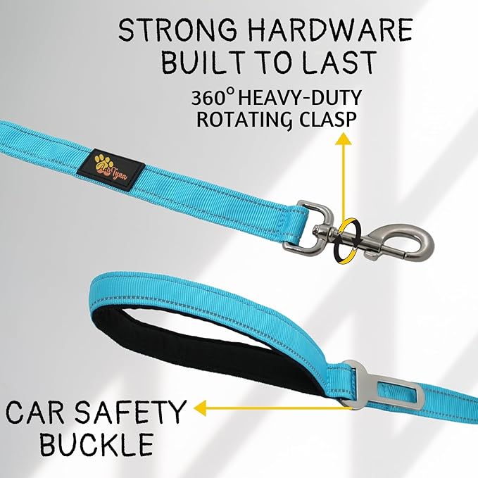 ADITYNA Tactical Bungee Dog Leash 6ft-7.5ft - Shock Absorbing Lead with 2 Padded Handles, Metal Clasp, Car Seatbelt - Heavy Duty No Pull for Medium, Large & XL Breeds