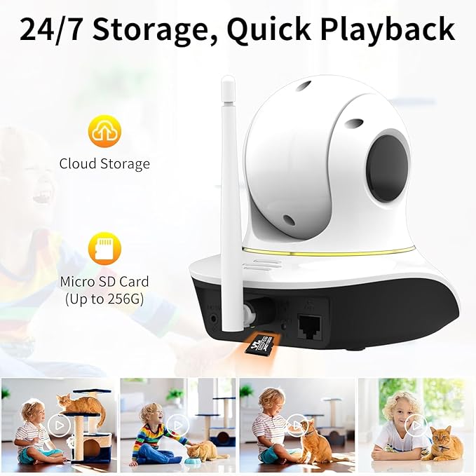 VSTARCAM 3MP Pet Cameras, Security Camera Indoor, Interactive Cat/Pet Camera with Phone App, 2.4GHz with IR Night Vision, AI Motion Tracking, 2-Way Audio, 24/7 Cloud & SD Card Storage