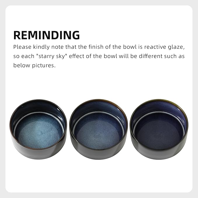 Ceramic 7.3inch Raised Double Bowls Set with Wooden Stand, Food & Water Bowls for Medium Breed Dogs, Weighted Dog Dishes, Pet Feeder(Starry Sky)