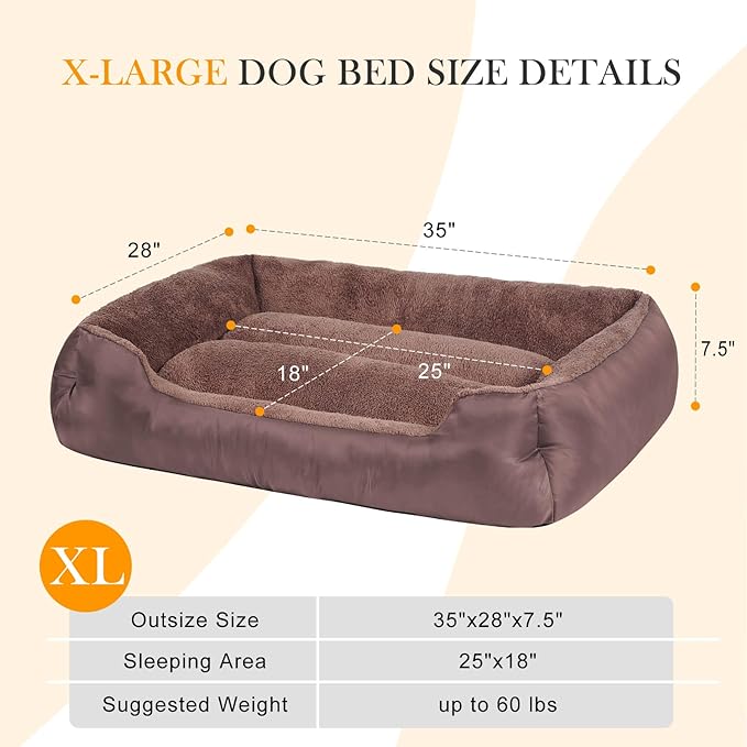 Dog Beds for Large Dogs, Soft Comfortable Pet Bed Washable, Rectangle Large Dog Bed with Anti-Slip Bottom