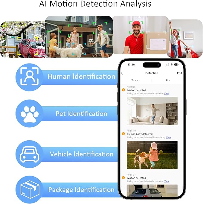 4Pack 2.4G&5G Security Cameras Wireless Outdoor, 2K Battery Powered Indoor Cameras for Home Security, AI Motion Detection Siren,Two-Way Talk, Color Night Vision, Waterproof,Works w/Alexa
