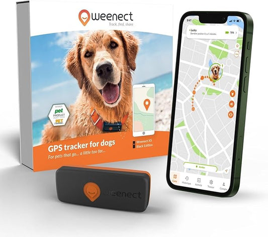 Weenect Dog XS - New GPS Tracker for Dogs | Real-time Mini GPS Tracker for Dogs | Waterproof | Smallest Model on The Market | Subscription Required