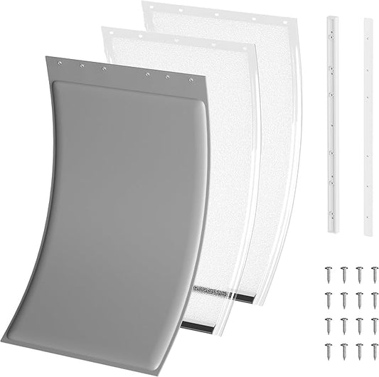 3-Flap Large Dog Door Replacement Insulated Flap with Clamp, Back Plate and Screws, Compatible with Large PetSafe Extreme Weather Aluminum Pet Door, PAC11-11039 10 1/8" X 16 7/8" (Frosted Transparent)