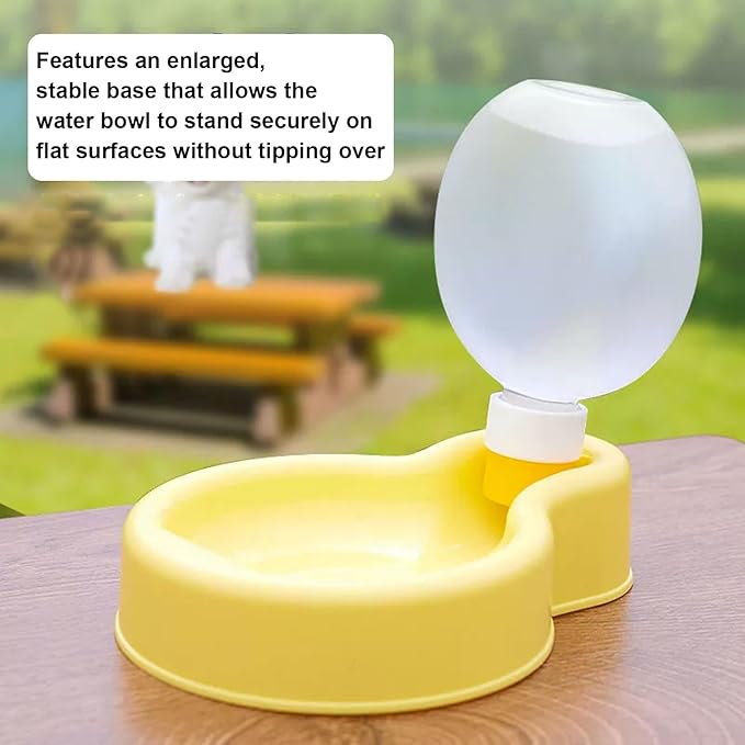 Portable Dog Water Bottle Dispenser, 17oz Dog Outdoor Water Bottle Bowl Foldable Pet Travel Eating Drinking Bottle Bowl (Yellow, 16.9oz)