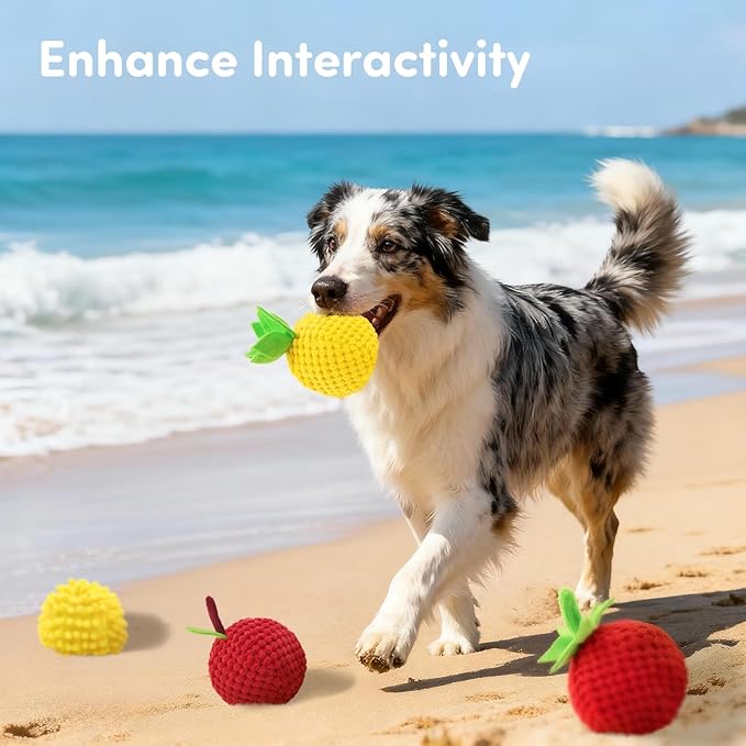 4 Pcs Interactive Dog Ball Toys Covers - Fruit-Shaped Cover Suitable for Our Interactive Dog Balls, Our Dogs Ball Exclusive Replacement Covers