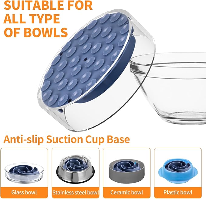 Slow Feeder Dog Bowls Insert, Bestalk Soft Silicone Slow Eating Feeder Insert with Suction Cups for Small, Medium and Large Dogs, Fit into Basic and Elevated Dog Bowls, Dark Blue