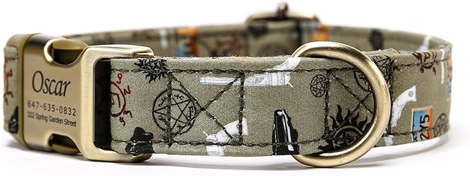 Personalized Dog Collar with Name and Phone Number Engraved,Adjustable Custom Puppy Collar,Organic Cotton Pet Collar for Small Medium Large Boy Girl Dogs