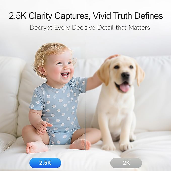 2.5K Pet/Dog Camera with Speaker/Phone App, No-Monthly-Fee AI Person/Pet/Cry Detection Security Camera Indoor, PTZ 2.4GHz WiFi Baby Monitor Cameras for Home Security, Night Vision, 2-Way Talk