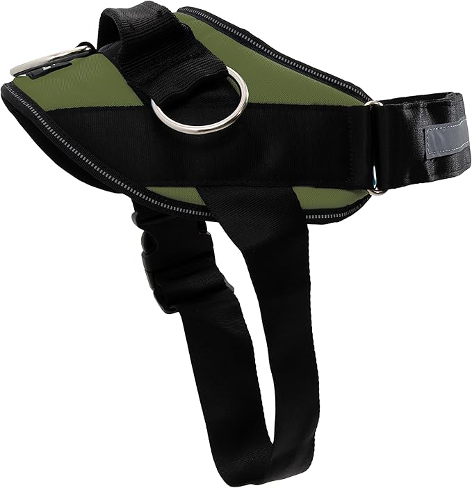 ShawnCo Essential Dog Harness, No-Pull Pet Vest with 3 Leash Clips, No Choke, Reflective, Adjustable and Padded, for Easy Walking and Training for Small, Medium and Large Dogs (Olive Green, M)