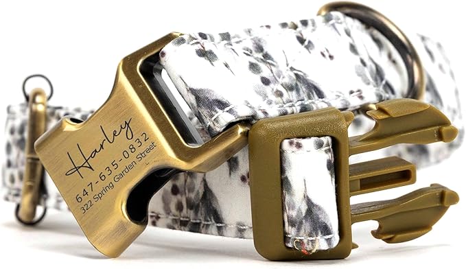 Personalized Dog Collar with Name and Phone Number Engraved,Adjustable Custom Puppy Collar,Organic Cotton Pet Collar for Small Medium Large Boy Girl Dogs